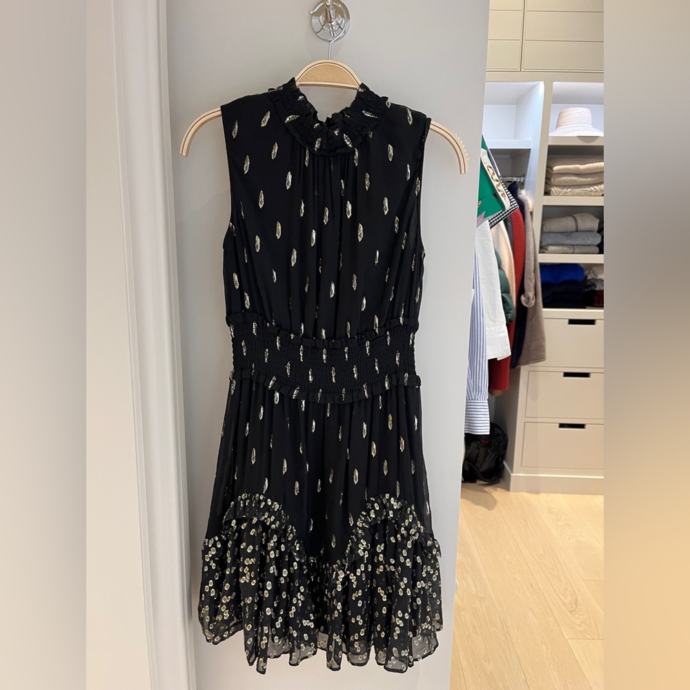 Rebecca Taylor Black and Gold Short Dress